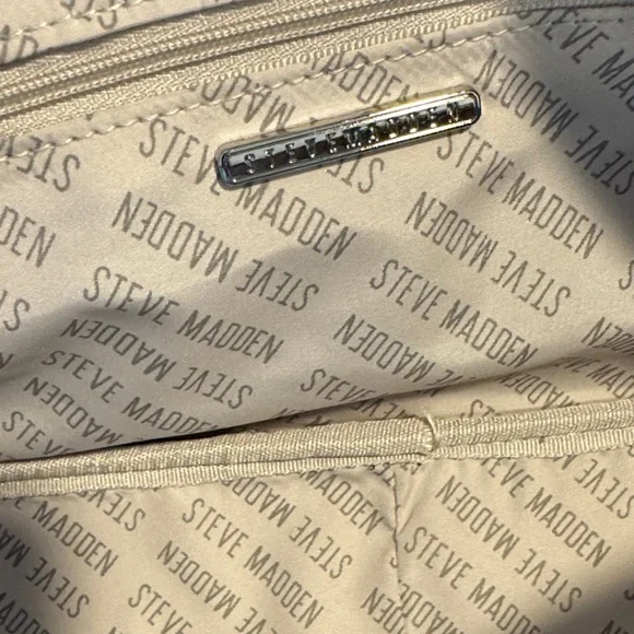 Steve Madden Beige and Brown Logo Shoulder Bag with Charm - Picture 7 of 10